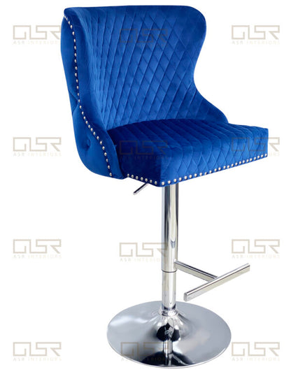Valentino Navy Velvet Bar Stool - ASR Interiors