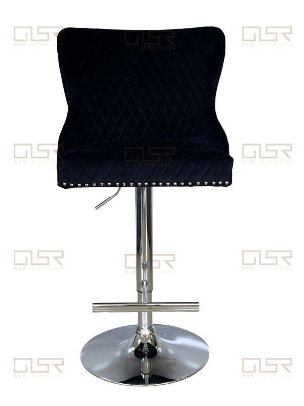 Valentino Black Velvet Bar Stool - ASR Interiors
