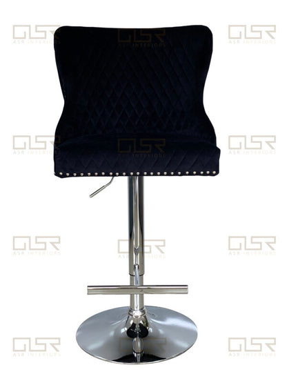 Valentino Black Velvet Bar Stool - ASR Interiors