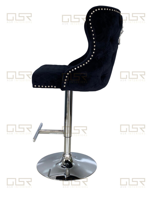 Valentino Black Velvet Bar Stool - ASR Interiors