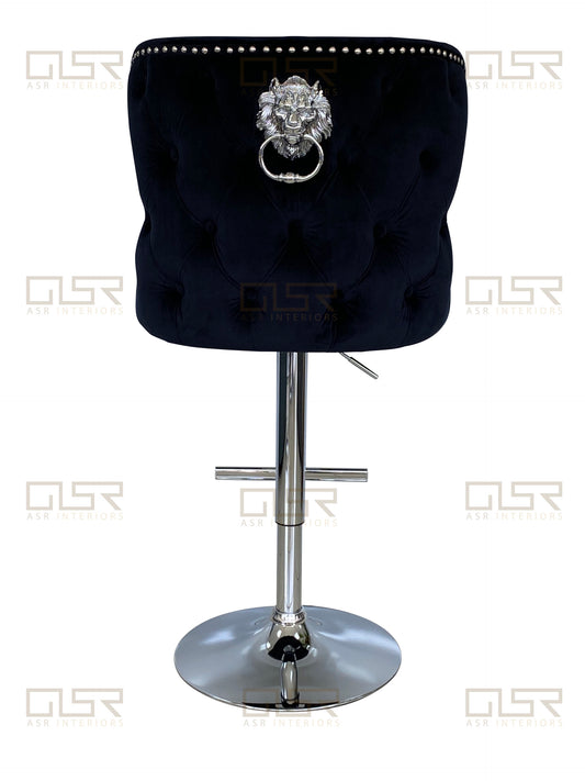 Valentino Black Velvet Bar Stool - ASR Interiors