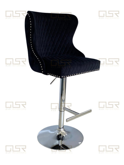 Valentino Black Velvet Bar Stool - ASR Interiors