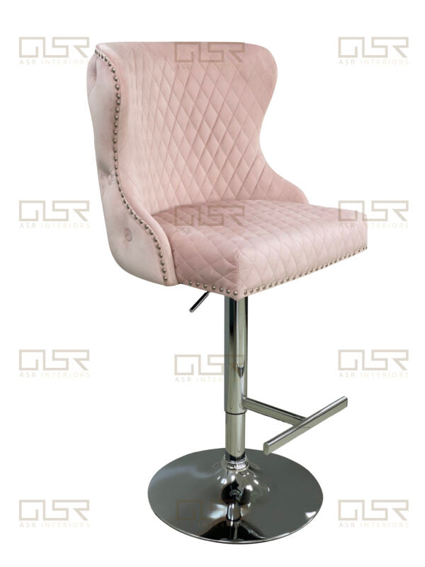 Valentino Pink Velvet Bar Stool - ASR Interiors
