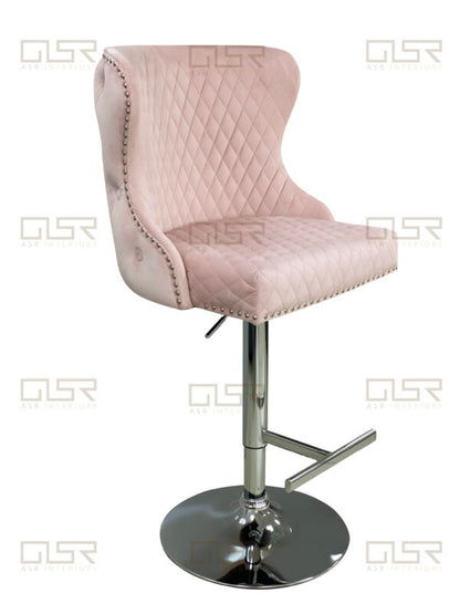 Valentino Pink Velvet Bar Stool - ASR Interiors