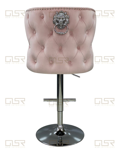 Valentino Pink Velvet Bar Stool - ASR Interiors