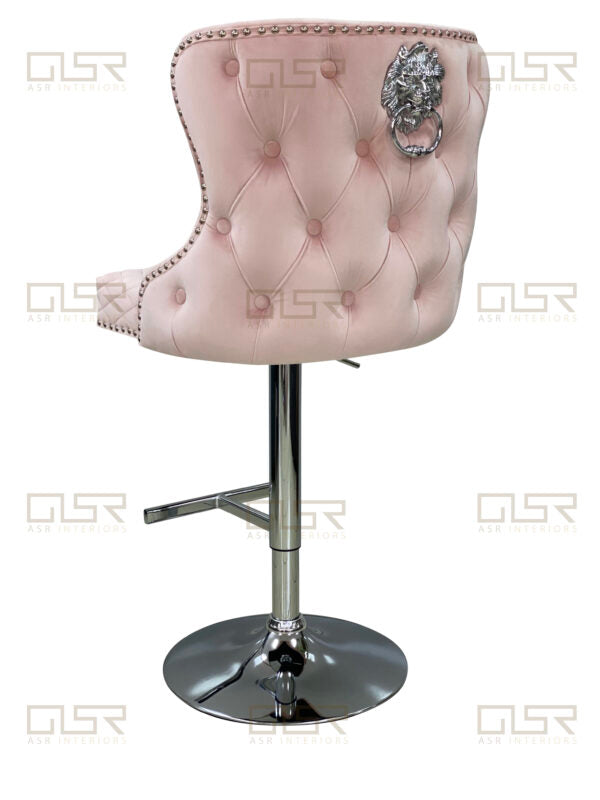 Valentino Pink Velvet Bar Stool - ASR Interiors