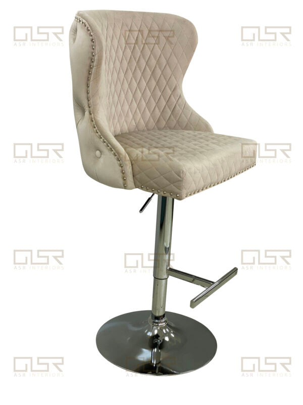 Valentino Mink Velvet Bar Stool - ASR Interiors