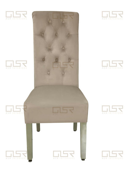 Sofia Mink Colour Chrome Leg Lion Knocker Dining Chair - ASR Interiors