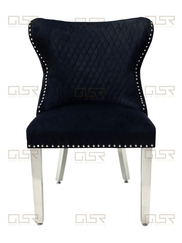 Valentino Black Velvet Dining Chair - ASR Interiors