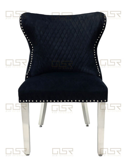 Valentino Black Velvet Dining Chair - ASR Interiors