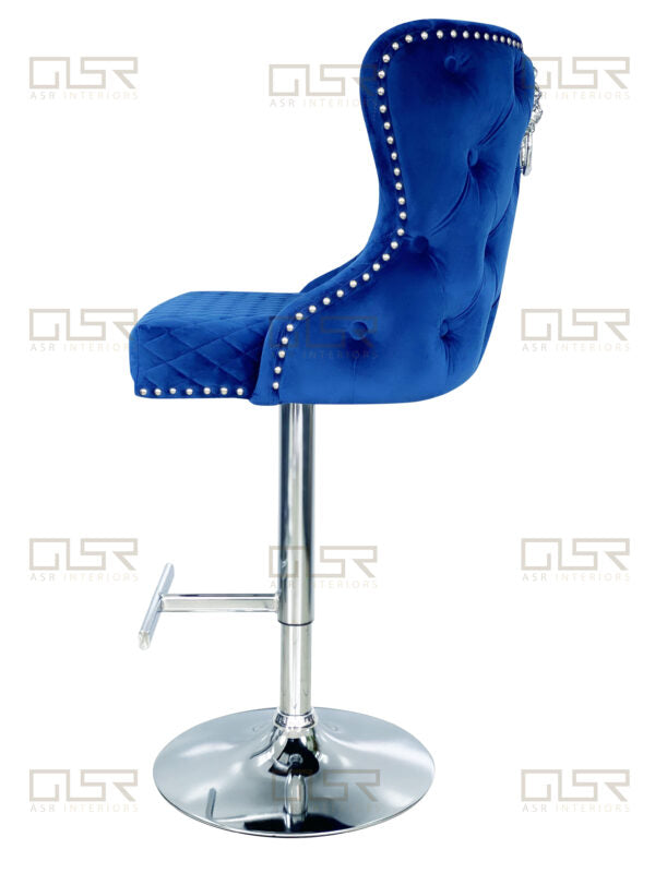 Valentino Navy Velvet Bar Stool - ASR Interiors