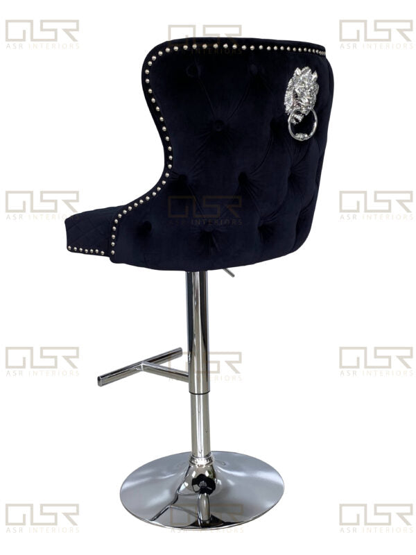 Valentino Black Velvet Bar Stool - ASR Interiors