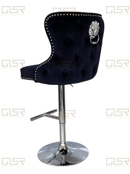 Valentino Black Velvet Bar Stool - ASR Interiors