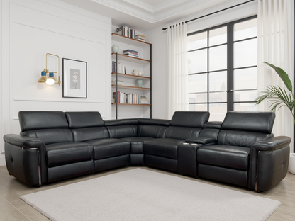 Somerville Electric Recliner Sofa Black Large Corner