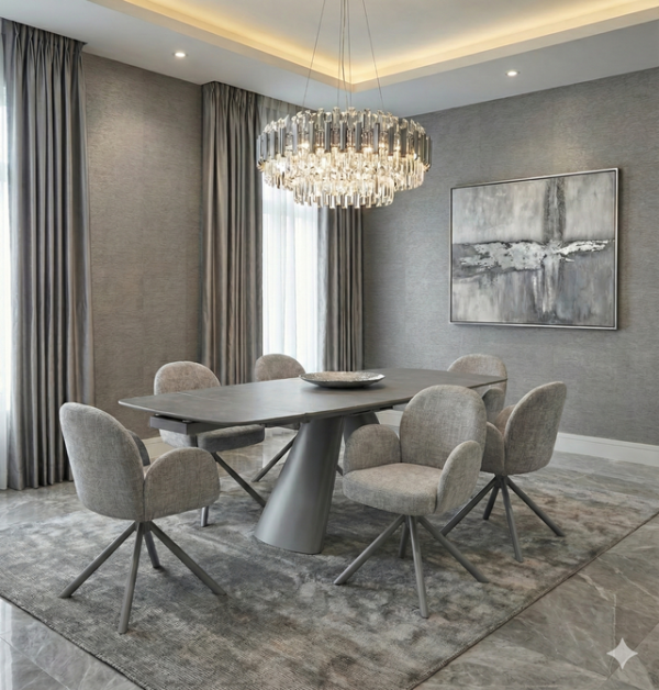 Gstaad Grey Extendable Stone Table - ASR Interiors