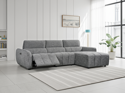 Turin Electric Recliner Sofa Charcoal Right Hand