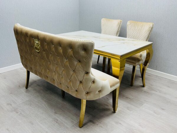 Victoria Cream Gold Luxury Bench - ASR Interiors