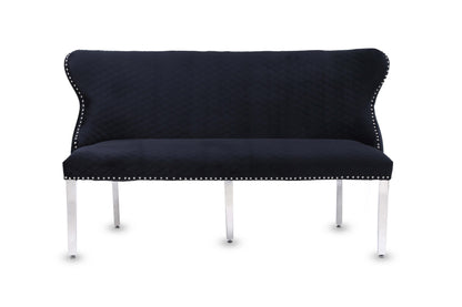 Valentino Black Velvet Bench - ASR Interiors