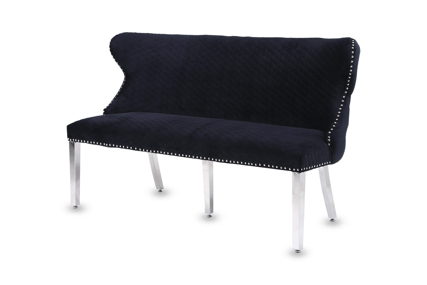 Valentino Black Velvet Bench - ASR Interiors