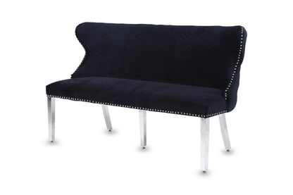 Valentino Black Velvet Bench - ASR Interiors