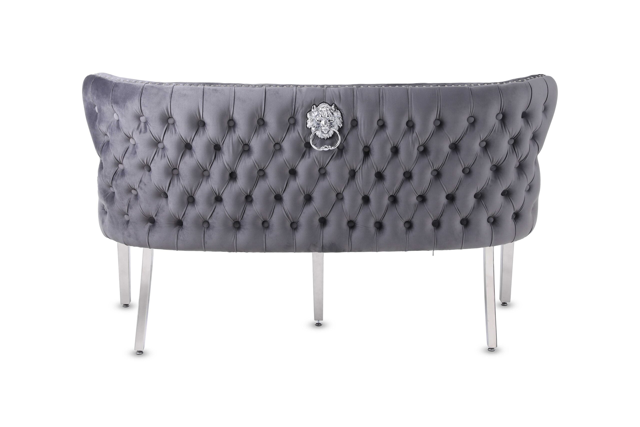 Valentino Grey Velvet Bench - ASR Interiors
