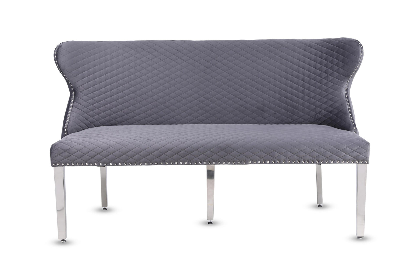 Valentino Grey Velvet Bench - ASR Interiors