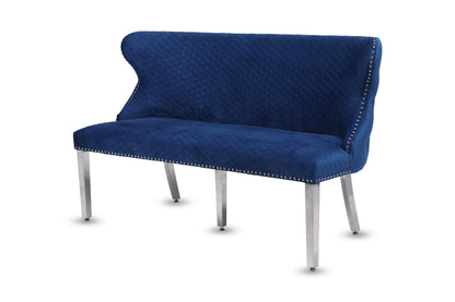 Valentino Navy Velvet Bench - ASR Interiors