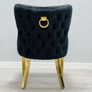 Valentino Black Gold Lion Velvet Chair - ASR Interiors