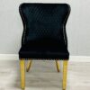 Valentino Black Gold Velvet Chair - ASR Interiors