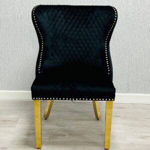 Valentino Black Gold Lion Velvet Chair - ASR Interiors