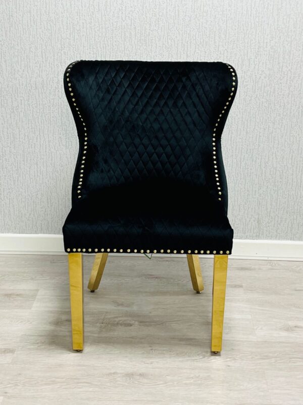 Valentino Black Gold Velvet Chair - ASR Interiors