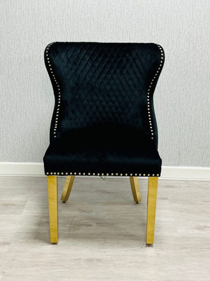 Valentino Black Gold Velvet Chair - ASR Interiors