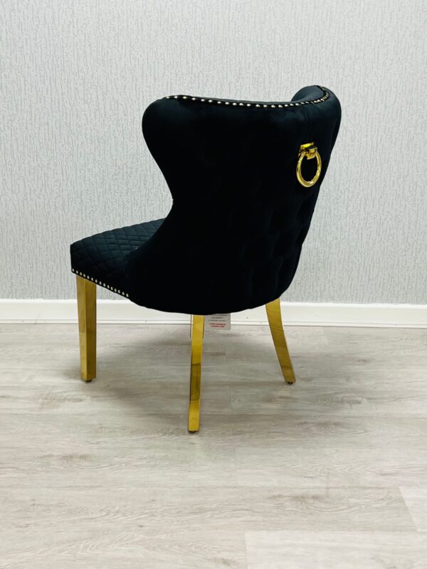 Valentino Black Gold Velvet Chair - ASR Interiors