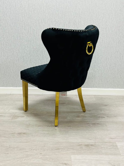 Valentino Black Gold Velvet Chair - ASR Interiors