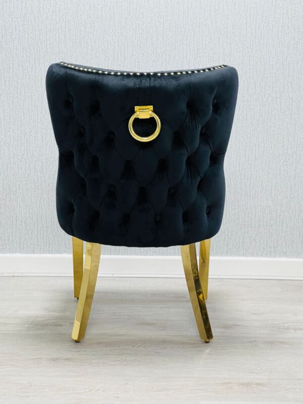 Valentino Black Gold Velvet Chair - ASR Interiors
