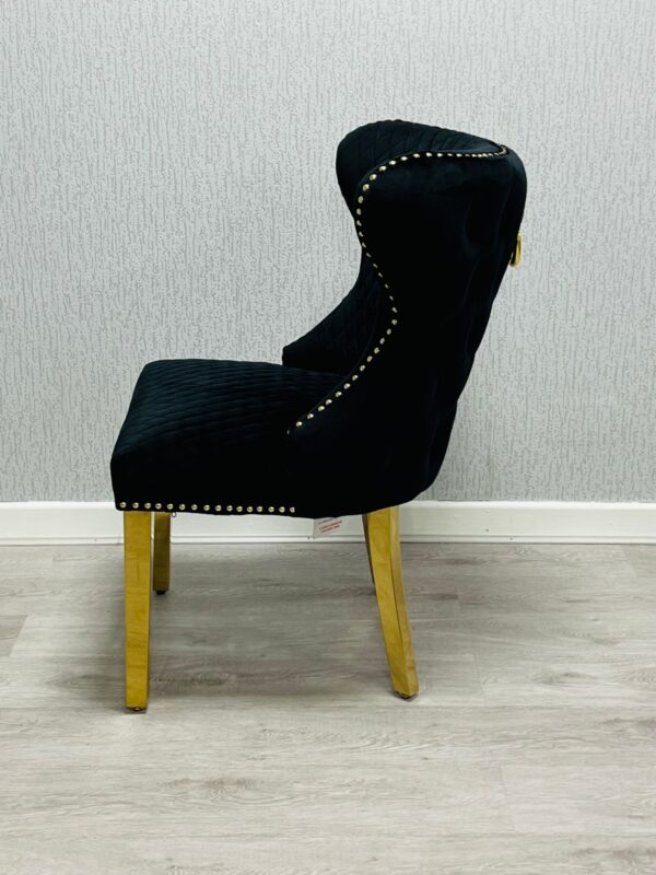 Valentino Black Gold Velvet Chair - ASR Interiors