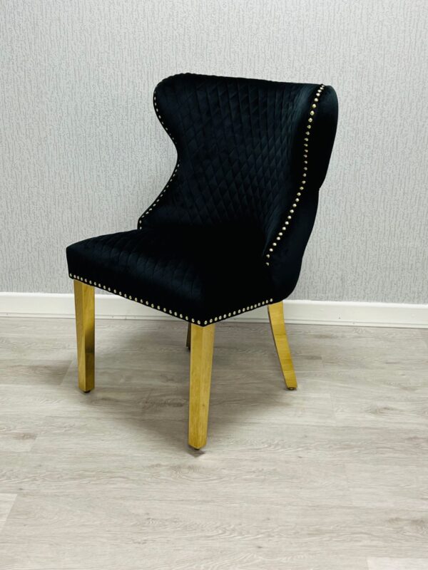 Valentino Black Gold Velvet Chair - ASR Interiors