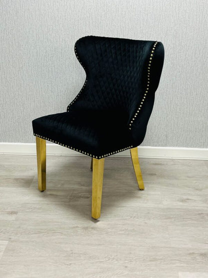 Valentino Black Gold Velvet Chair - ASR Interiors