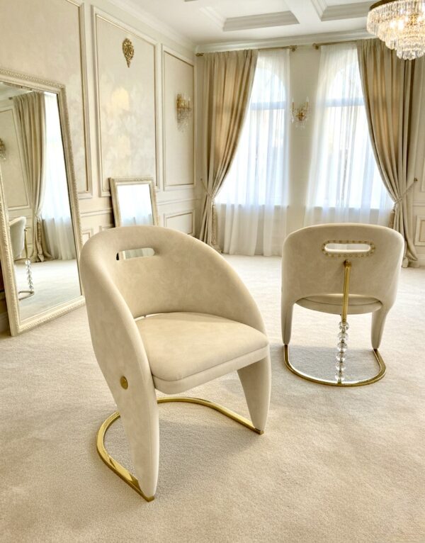 Vegas Cream Gold Dining Chair - ASR Interiors