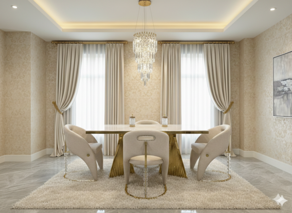 Vegas Cream Gold Dining Chair - ASR Interiors
