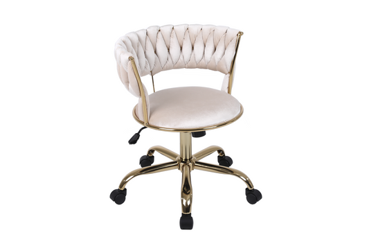 Camelia Cream & Gold Office Chair - ASR Interiors