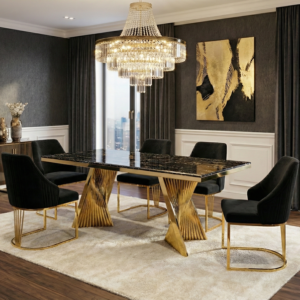 Vegas Cream Gold Dining Chair - ASR Interiors