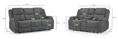 Harald Electric Recliner Sofa Graphite 3+2 Seater